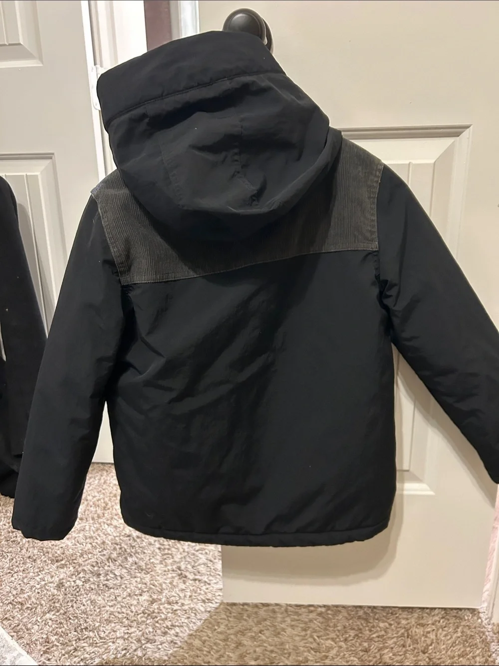 Volcom Black Boys' Hooded Puffer Jacket with Corduroy Yoke